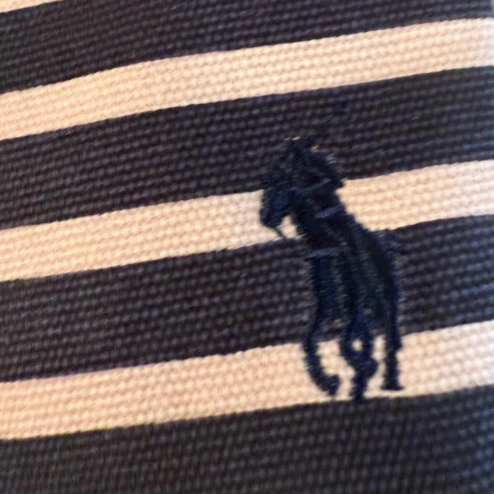 Polo Ralph Lauren Canvas Striped Wristlet Pouch Navy Pink Pony Logo Clutch
